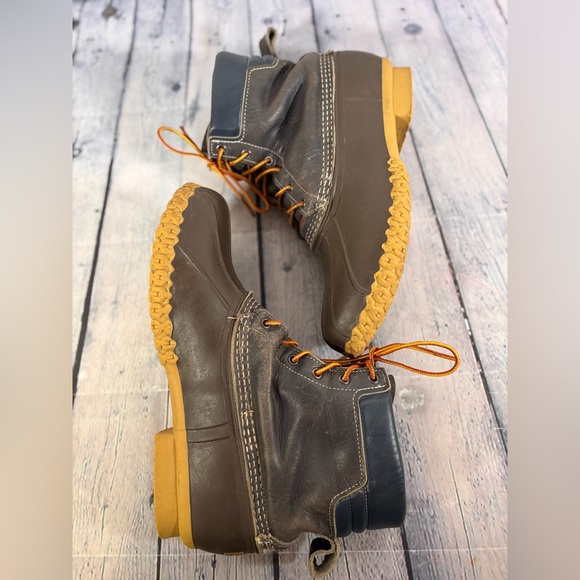 LL Bean Navy Brown Padded Collar Classic Rugged Gorpcore Retro Bean Boots 12 main image 9